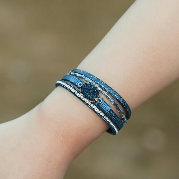 Trendy Layered Bracelet with Magnetic Clasp Stackable Jewelry for Women - Picture 2 of 7